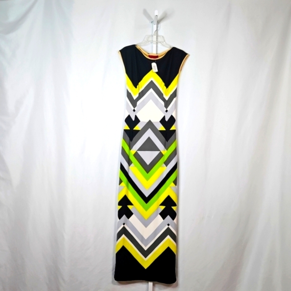 Melissa Masse Yellow & Black Abstract Dress Size Medium NWT
